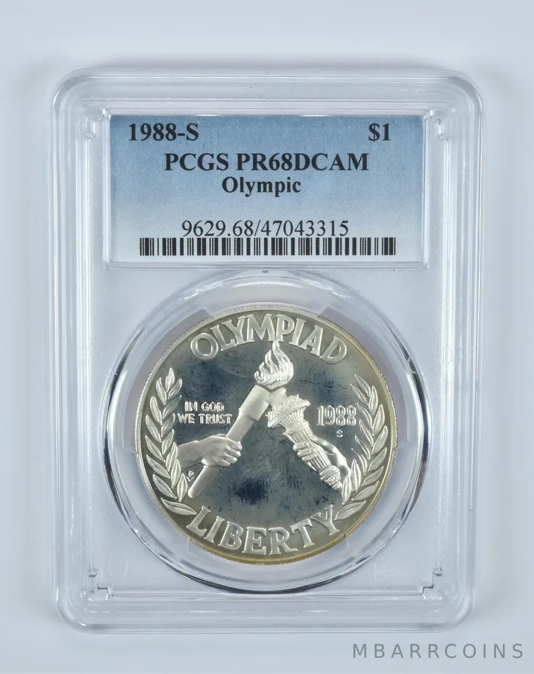 PR68 DCAM 1988-S Seoul Olympiad Commemorative Dollar PCGS Great Toning a3371