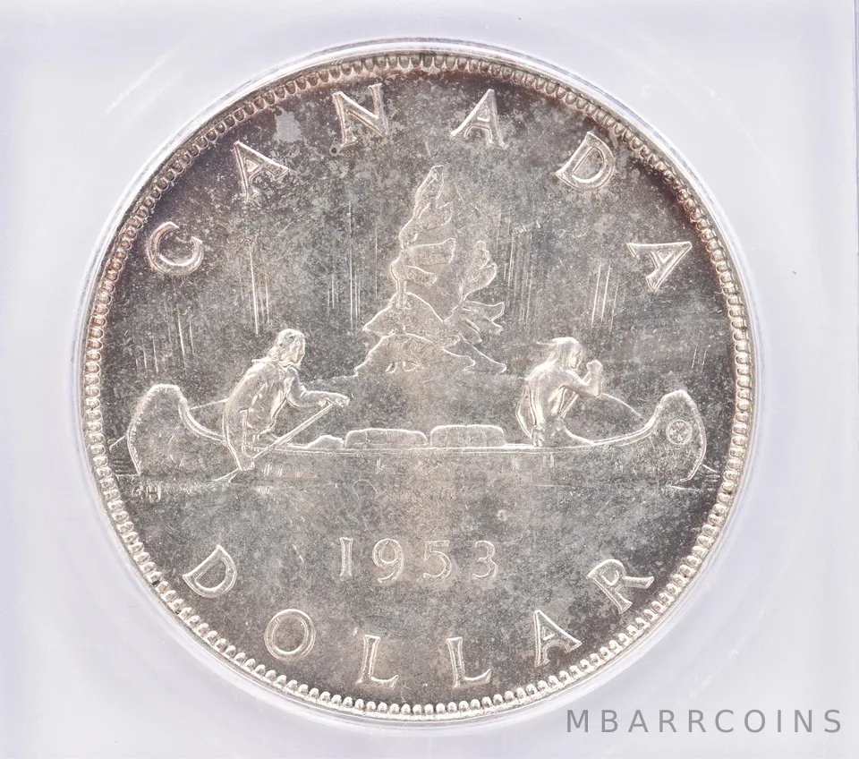 1953 Canada 1 Dollar Silver Strap MS64 ICG Beautiful Tone *2553