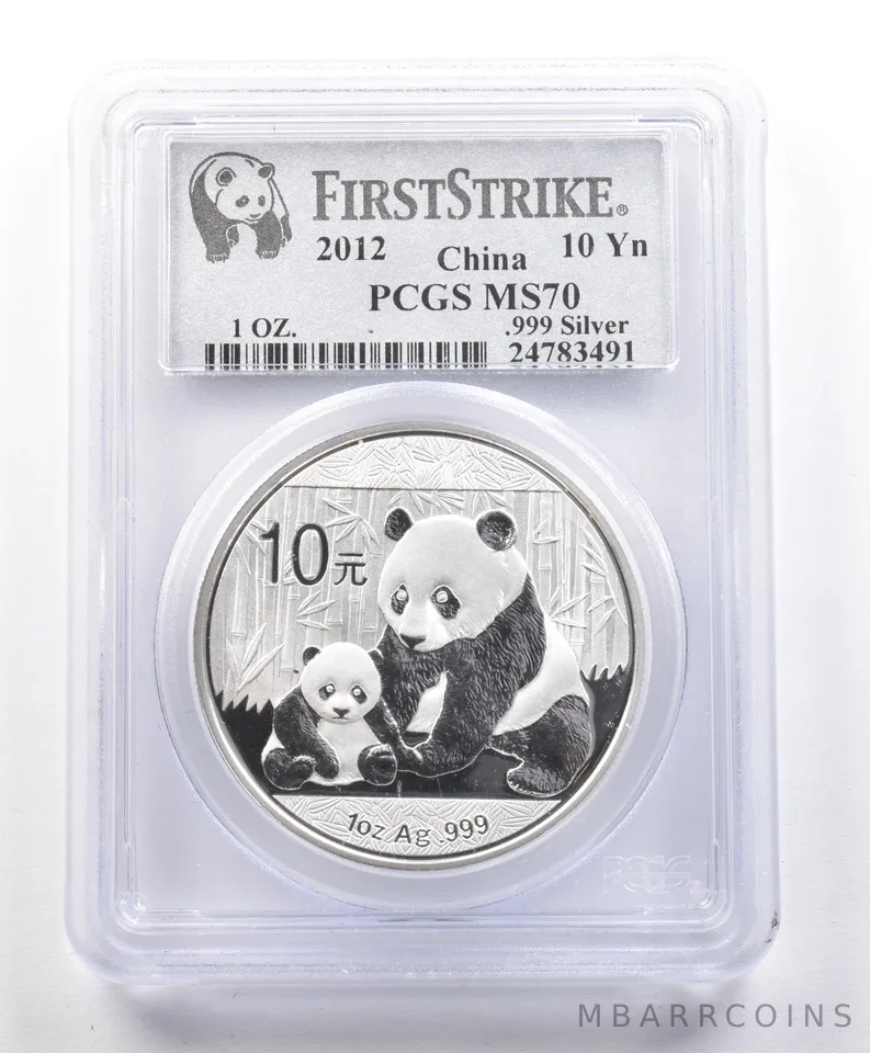 2012 China 10 Yuan Silver Panda First Strike MS70 PCGS a3195