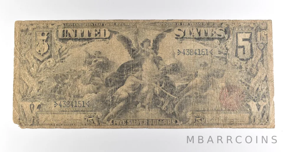 1896 $5 Silver Certificate Large Note Red Seal *3749