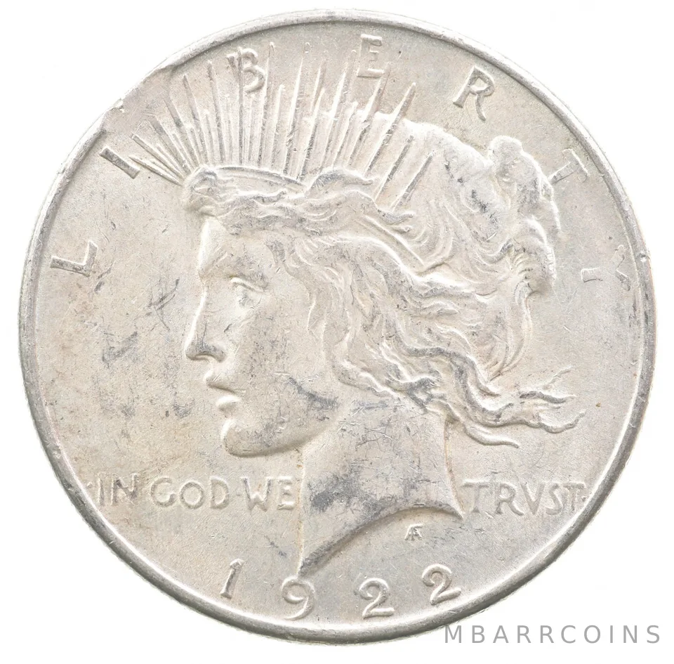 1922 Peace Silver Dollar Clipped Planchet ERROR a6697
