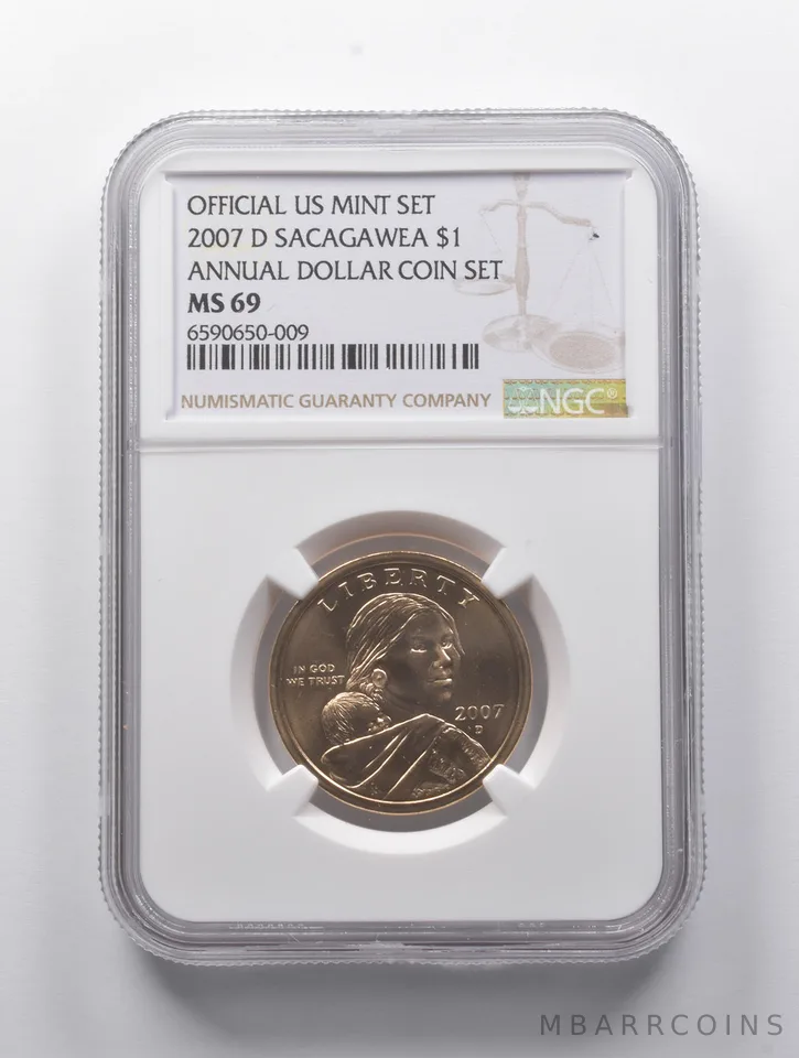 2007-D Sacagawea $1 Annual Dollar Coin Set MS69 NGC