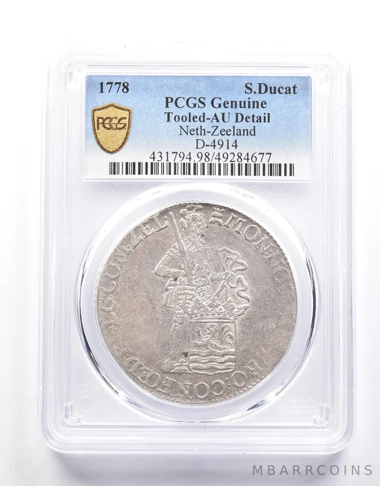1778 Netherlands Zeeland Silver Ducat Genuine Tooled AU Detail PCGS *0743