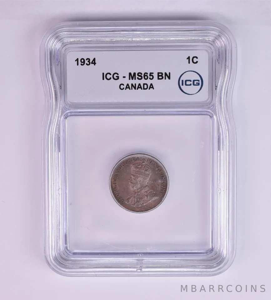 1934 Canada 1 Cent MS65 BN ICG Beautiful Tone *1252
