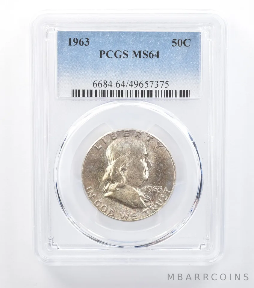 1963 Franklin Half Dollar MS64 PCGS Pale Sheen *7795