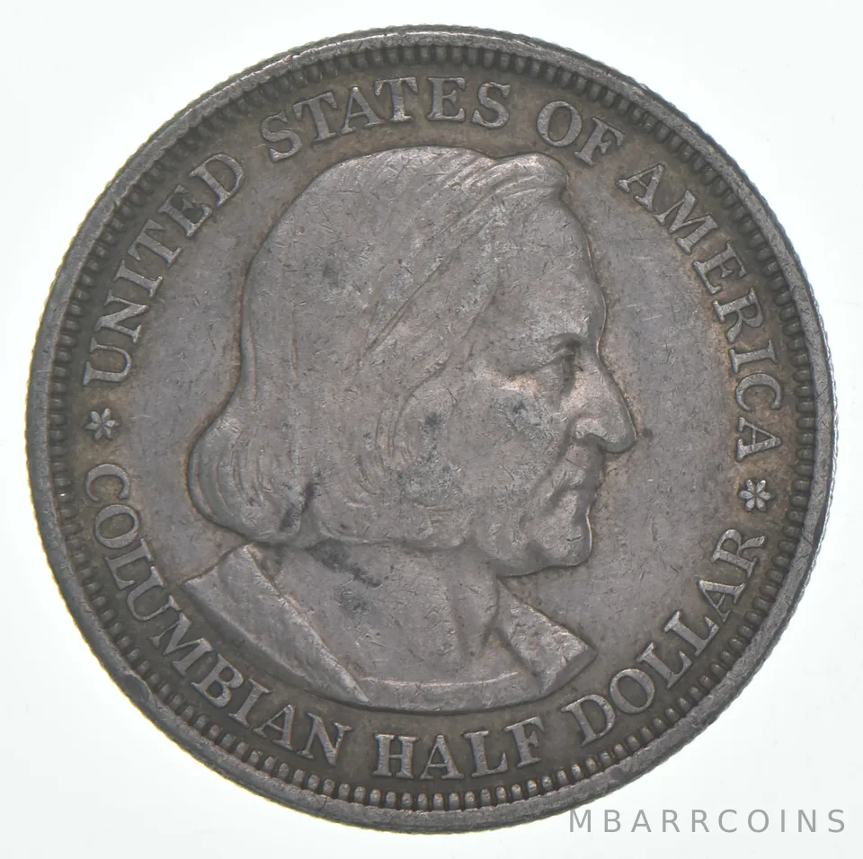 1893 XF Christopher Columbus Columbian Exposition Half Dollar 90% Silver
