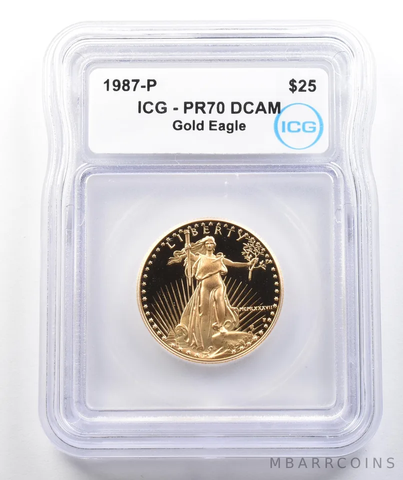 1987-P $25 American Gold Eagle 1/2 Oz Gold PR70 DCAM ICG