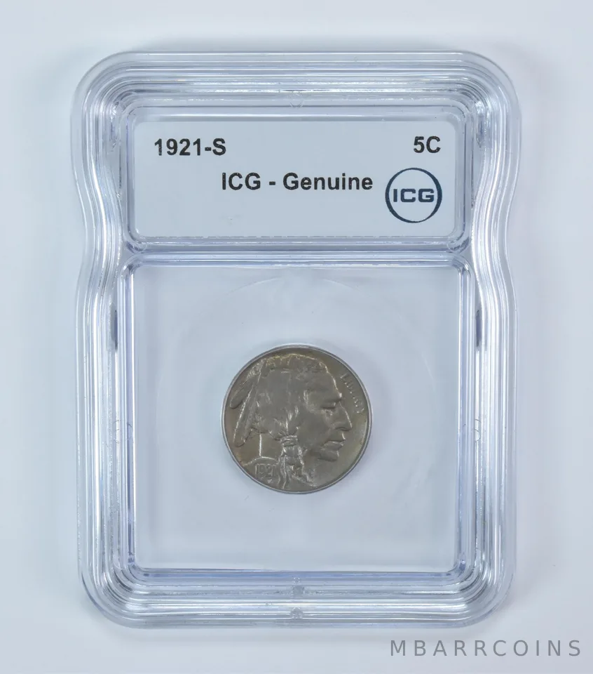1921-S Indian Head Buffalo Nickel Genuine ICG *6004
