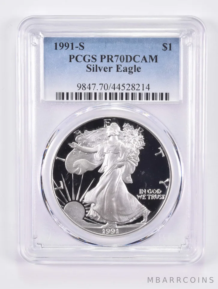 1991-S American Silver Eagle PR70 DCAM PCGS Blue Label