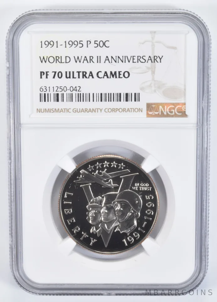 1991-95-P World War 2 WWII Commemorative Half Dollar PF70 UCAM NGC