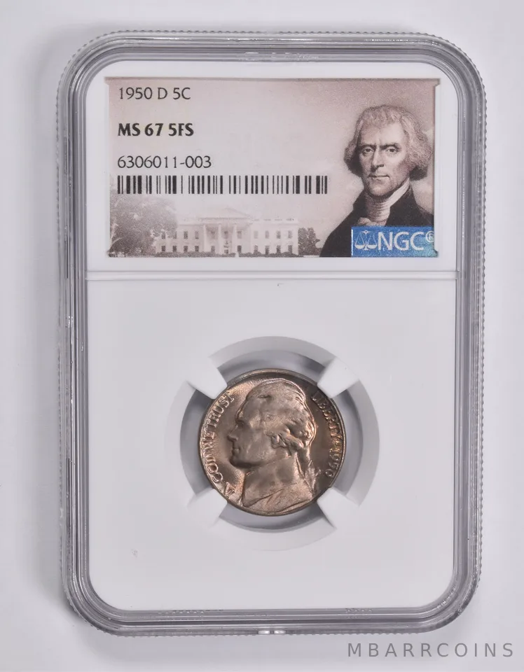 MS67 5FS 1950-D Jefferson Nickel NGC a3586