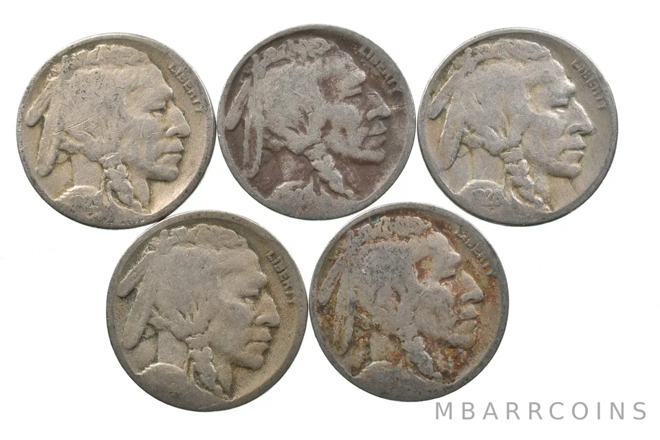 BETTER Lot 1929-S 1928-S 1928-S Worn Date 1927-D Buffalo Nickel Collection *137