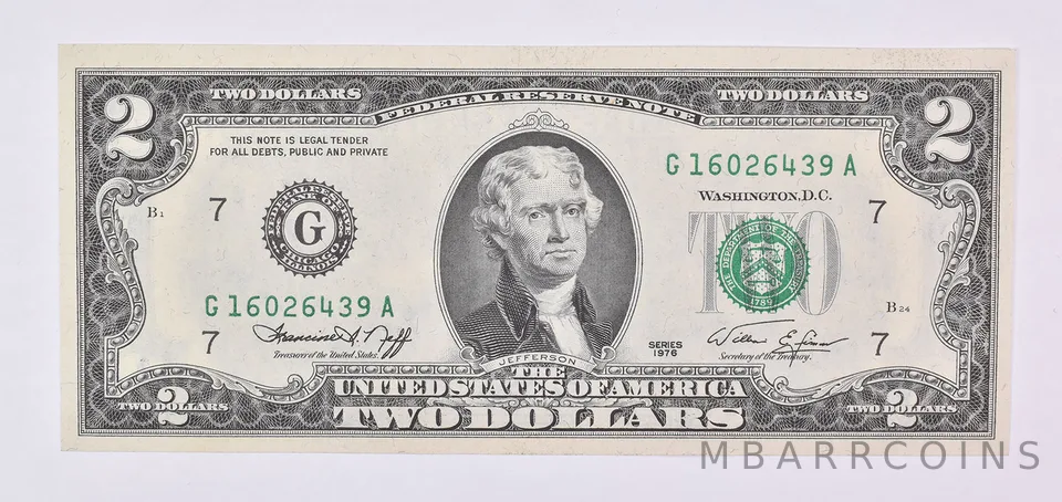 1976 $2 Chicago IL FRN Green Seal Uncirculated