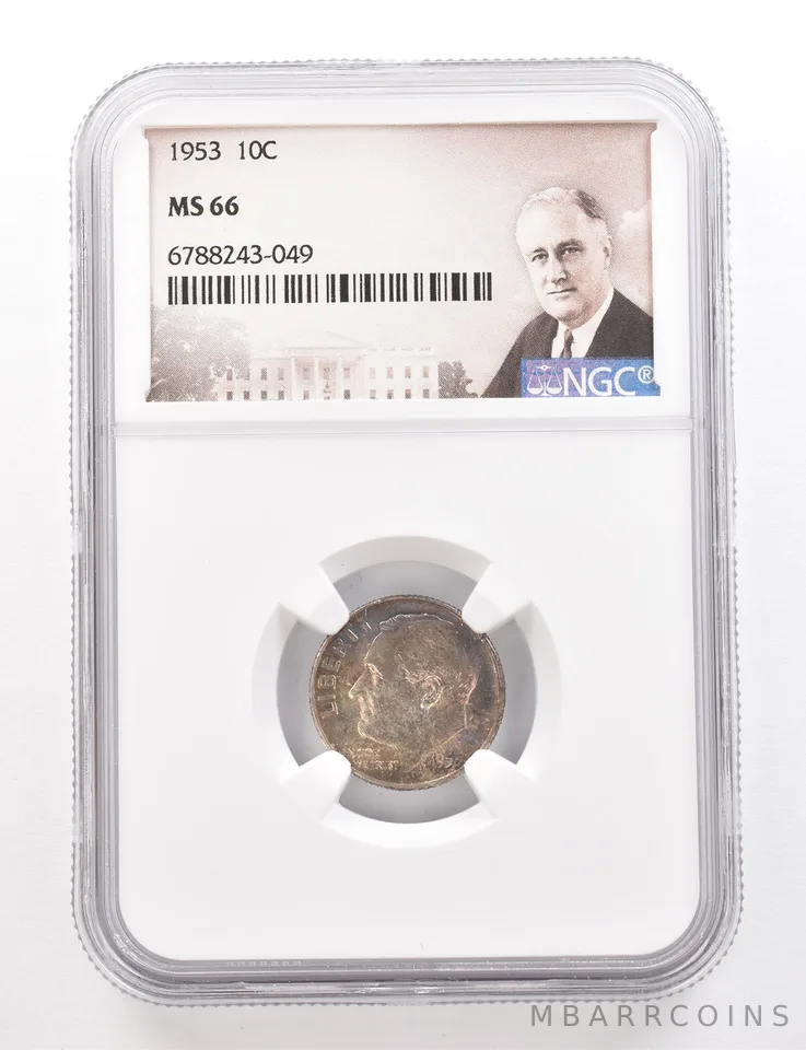 1953 Roosevelt Dime MS66 NGC Beautiful Tone *3365