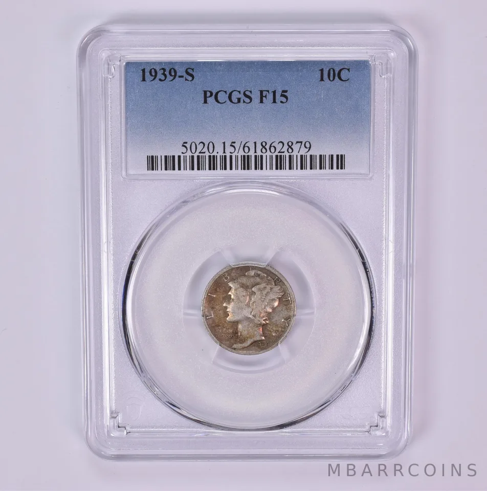 1939-S Mercury Dime F15 PCGS Beautiful Tone *1529