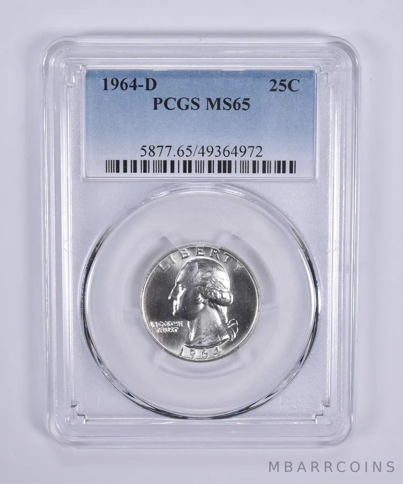 1964-D Washington Quarter MS65 PCGS Blue Label