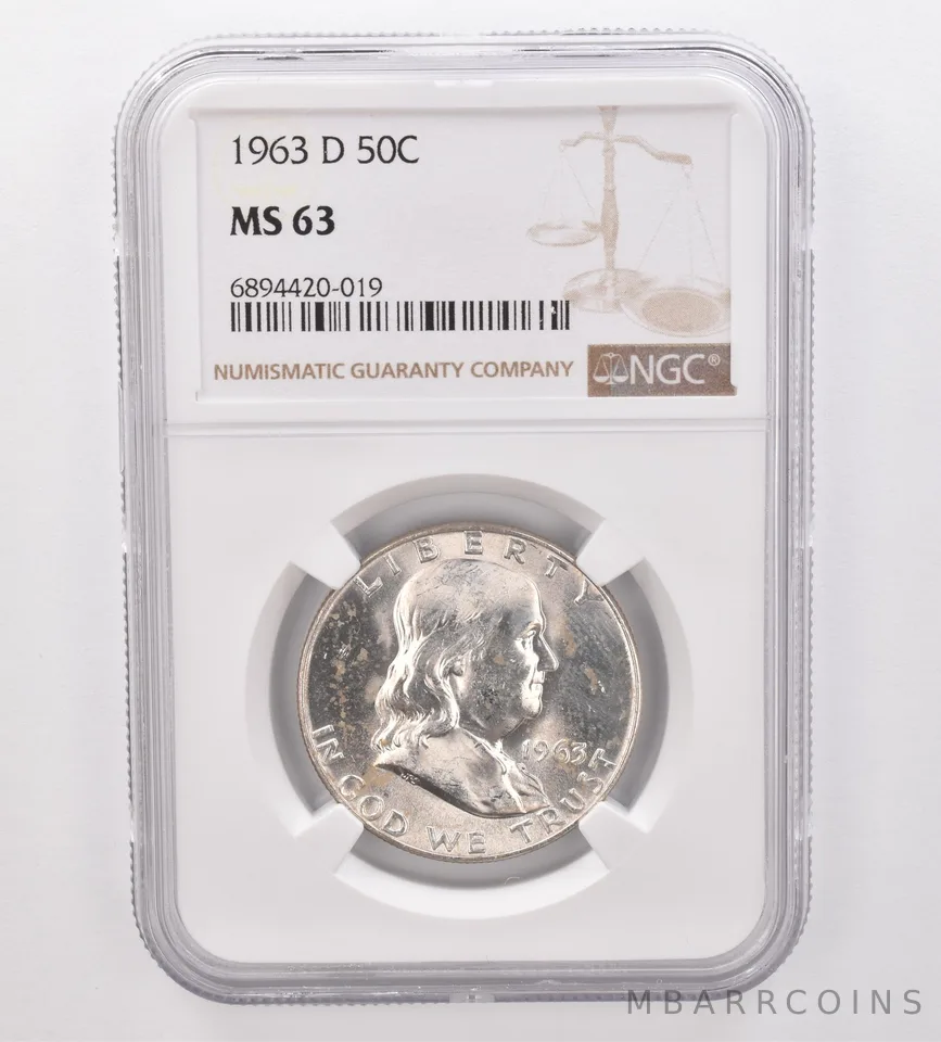 1963-D Franklin Half Dollar MS63 NGC Beautiful Tone Reverse *9912