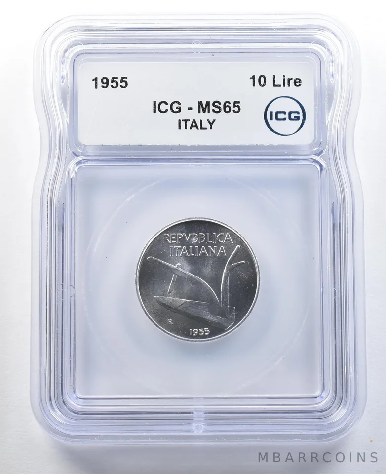 1955 Italy 10 Lire MS65 ICG *3277