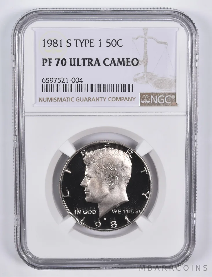 1981-S Type 1 Kennedy Half Dollar PF70 UCAM NGC Brown Lbl