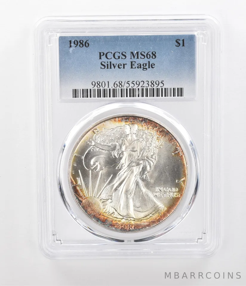 1986 American Silver Eagle MS68 PCGS Peripheral Tone *1249