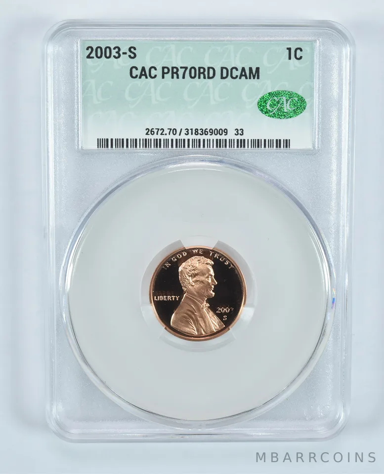 2003-S Lincoln Memorial Cent PR70 DCAM CAC CACg