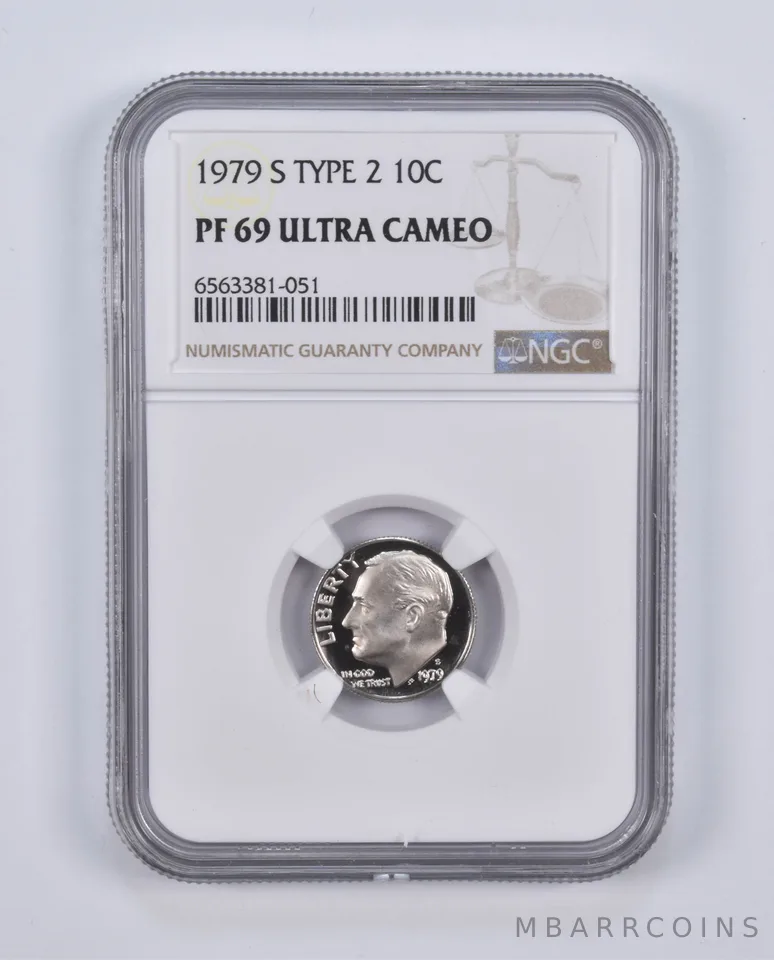 1979-S Roosevelt Dime Type 2 PF69 UCam NGC Brown Lbl