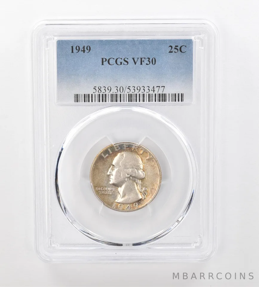 1949 Washington Quarter VF30 PCGS Beautiful Tone *0930