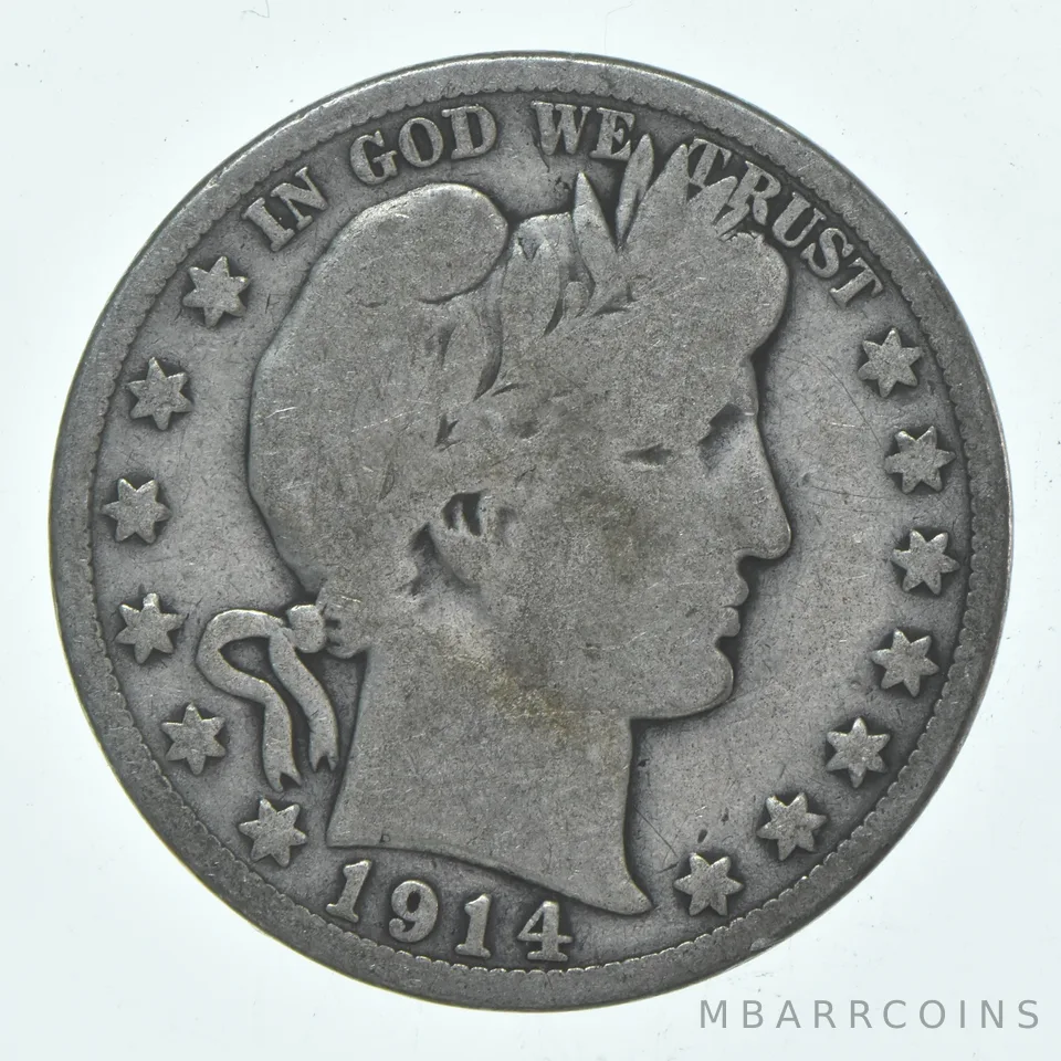 1914 Barber Half Dollar Average Circ 90% Silver