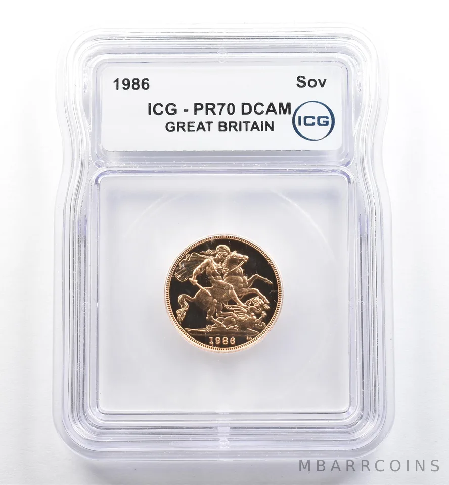 1986 Great Britain Gold Sovereign PR70 DCAM ICG *6515