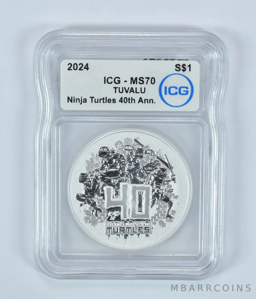 2024 Tuvalu Silver Dollar Ninja Turtles 40th Anniversary MS70 ICG