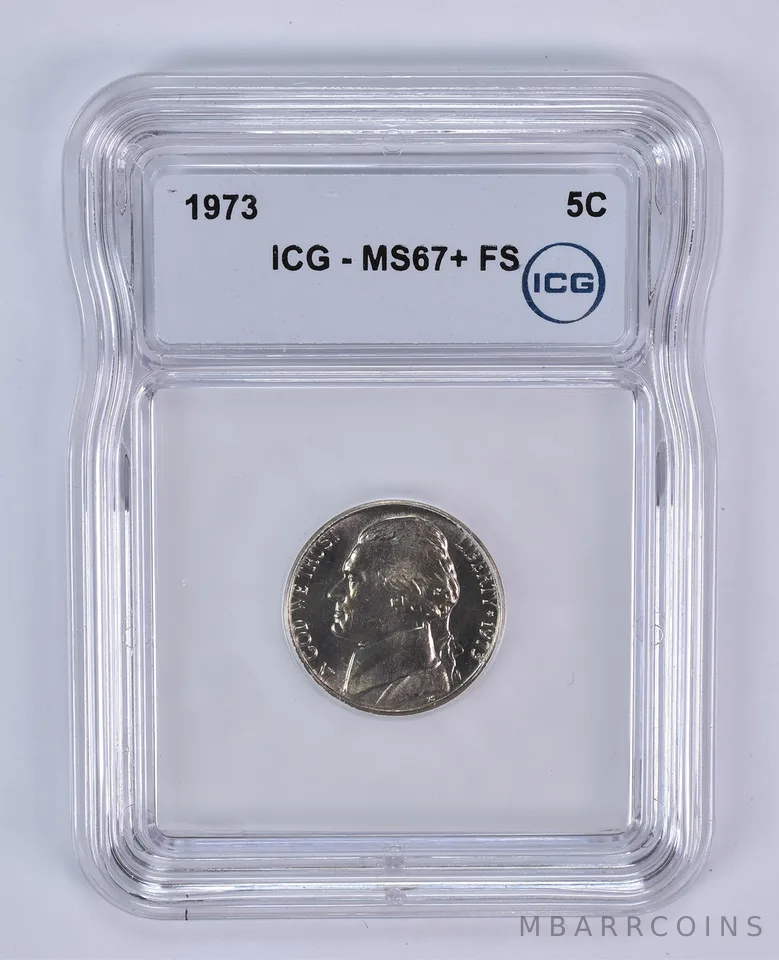 1973 Jefferson Nickel MS67+ FS ICG