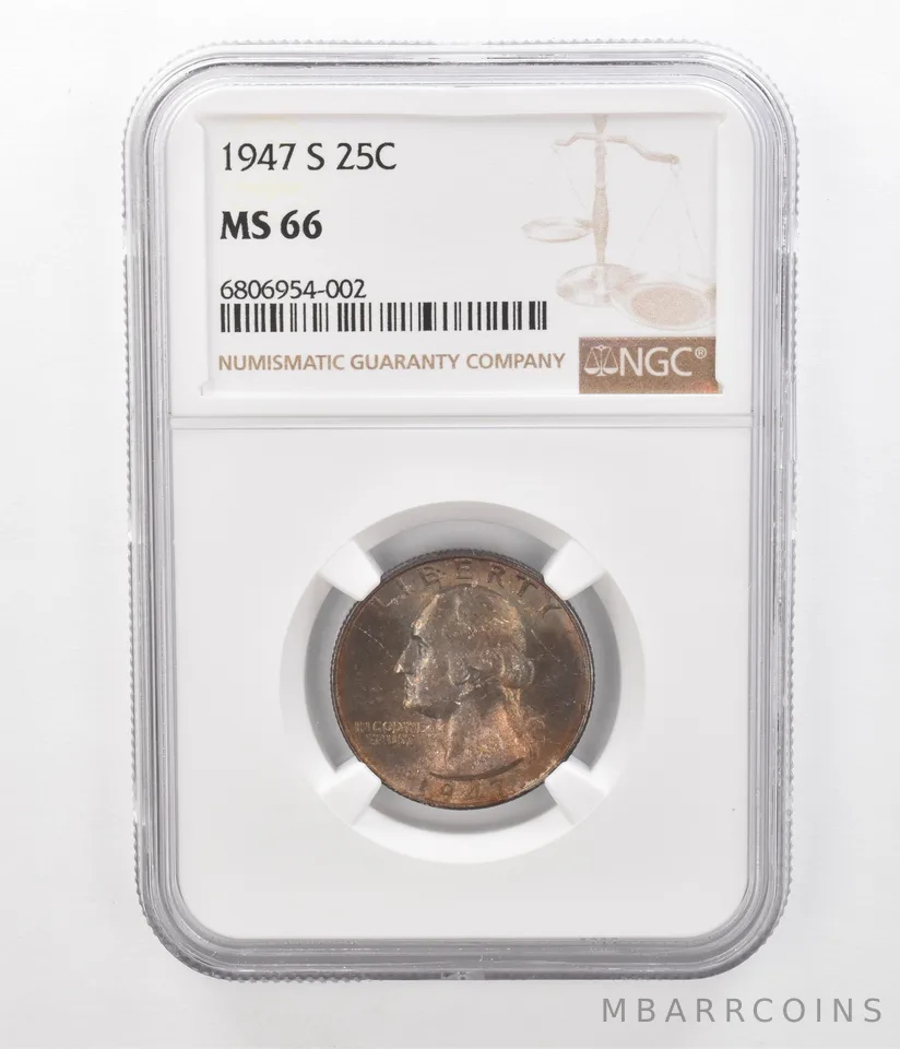 1947-S Washington Quarter MS66 NGC Beautiful Tone *2347