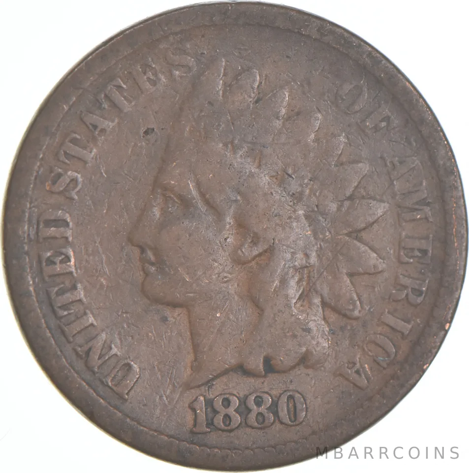 1880 Indian Head Cent AC Average Circ
