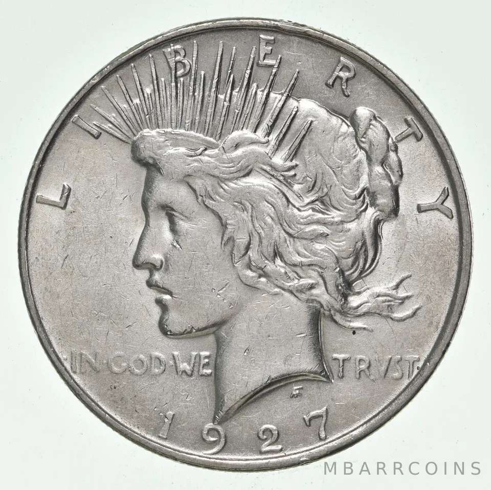 (1) AU 1927-D Peace Silver Dollar 90% - Almost Unc - Denver Mint