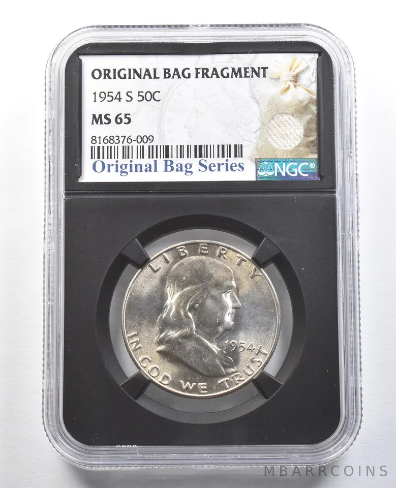 1954-S Franklin Half Dollar Original Bag Fragment MS65 NGC *4683