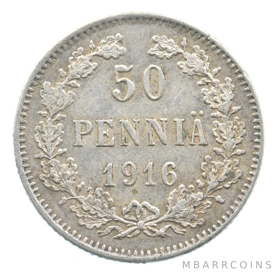 1916 S Finland 50 Pennia Nicholas II KM#2.2 *6985
