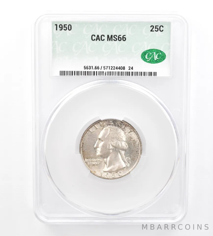 1950 Washington Quarter MS66 CAC CACg Beautiful Tone *1745