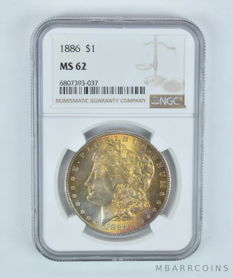MS62 1886 Morgan Silver Dollar NGC Beautifully Toned *2207