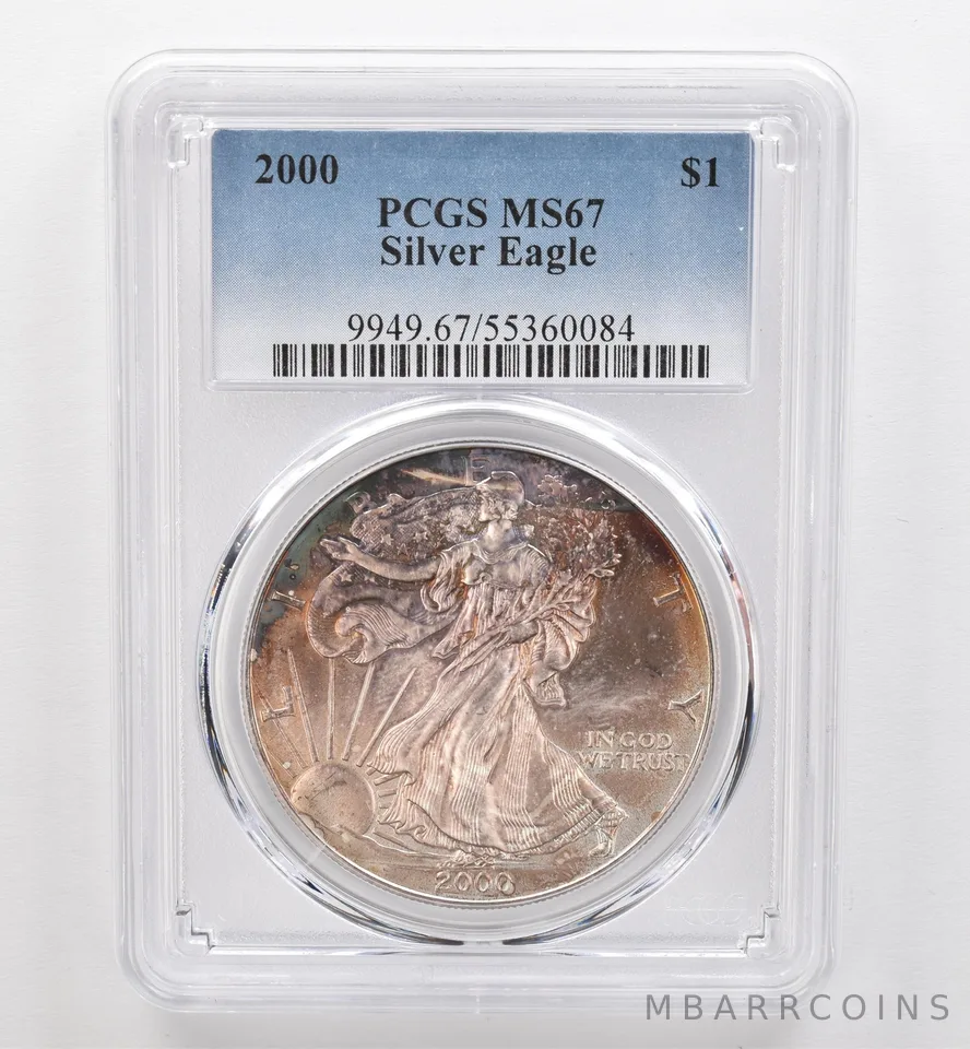 2000 American Silver Eagle MS67 PCGS Beautiful Tone *9532