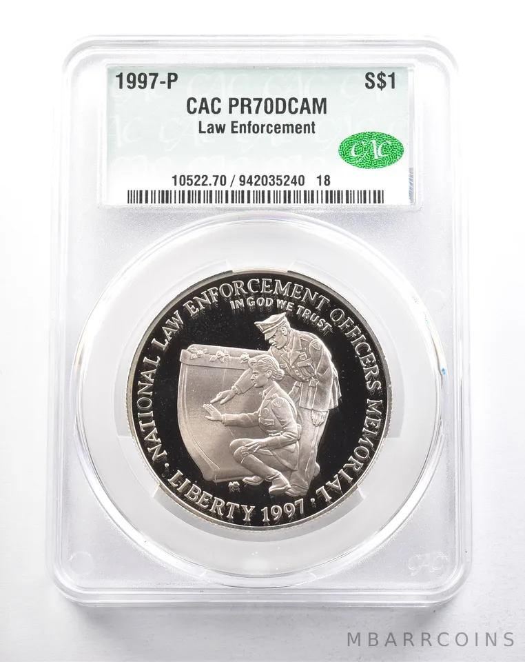 1997-P Law Enforcement Commemorative Silver Dollar PR70 DCAM CAC a5782