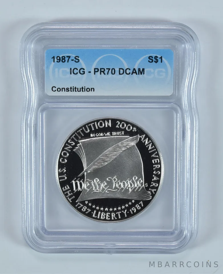 1987-S Constitution Commemorative Dollar PR70 DCAM ICG