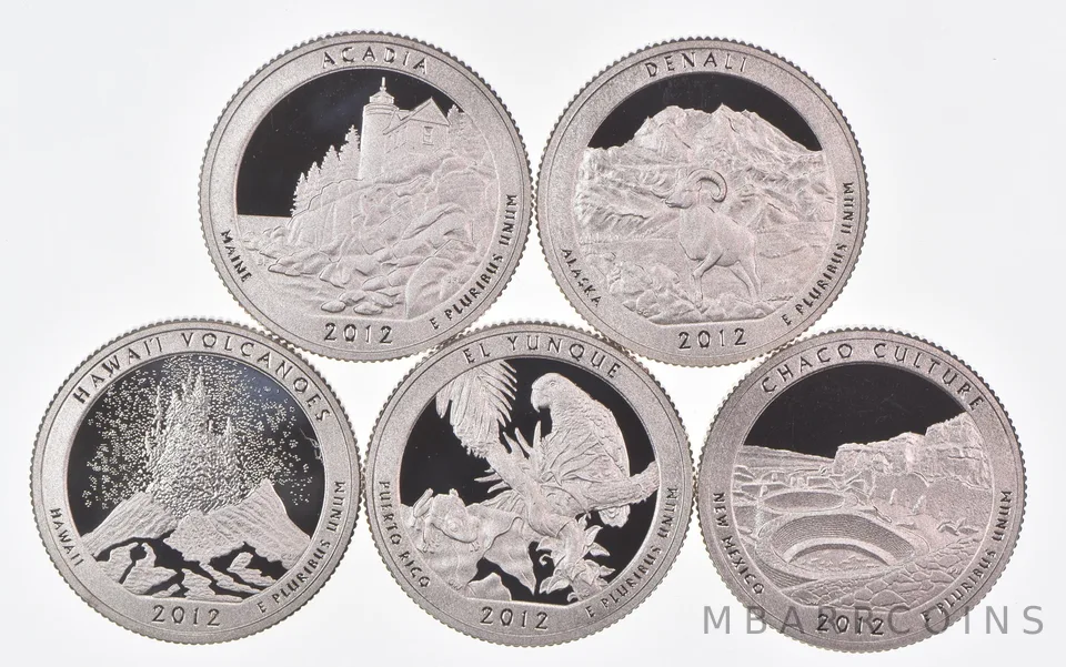 2012-S America The Beautiful Quarters (clad) From Proof Set (5 coins)