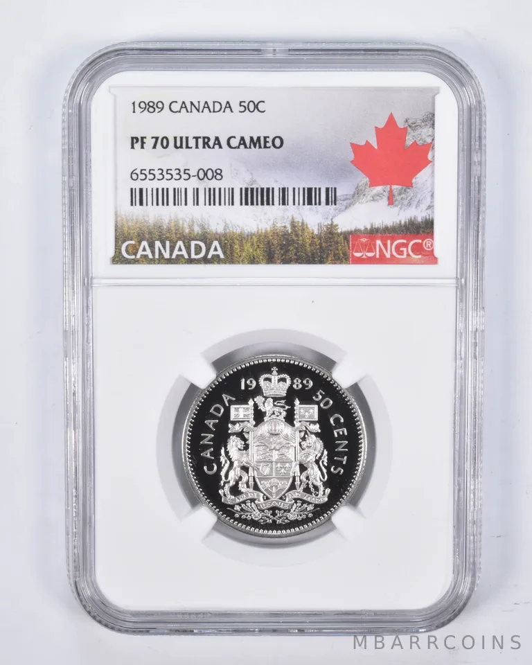 1989 Canada 50 Cents PF70 NGC Canada Lbl