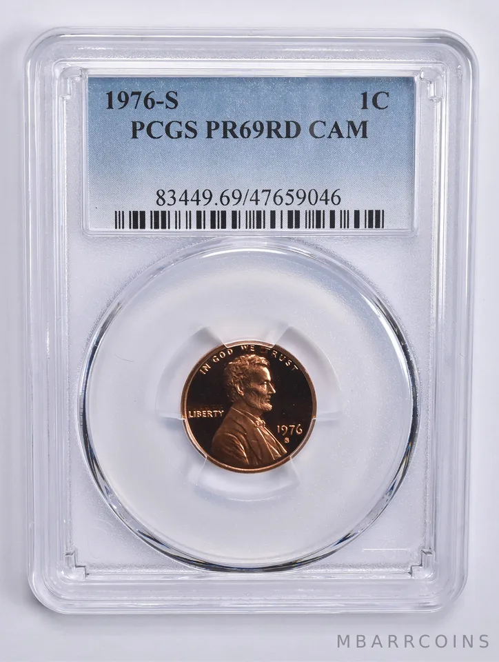 1976-S Lincoln Memorial Cent PR69 RD CAM PCGS Blue Lbl