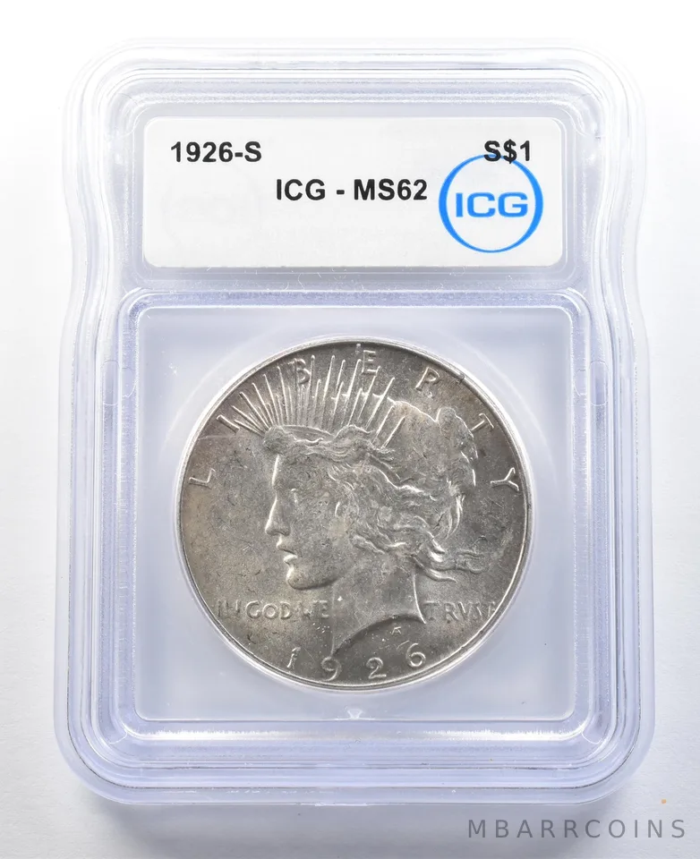 1926-S Peace Silver Dollar MS62 ICG *3338