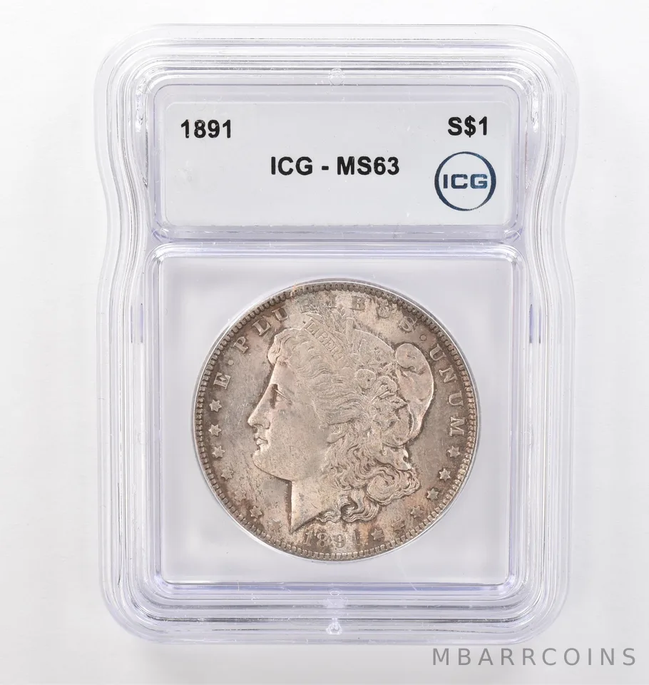 1891 Morgan Silver Dollar MS63 ICG Beautiful Tone *6189