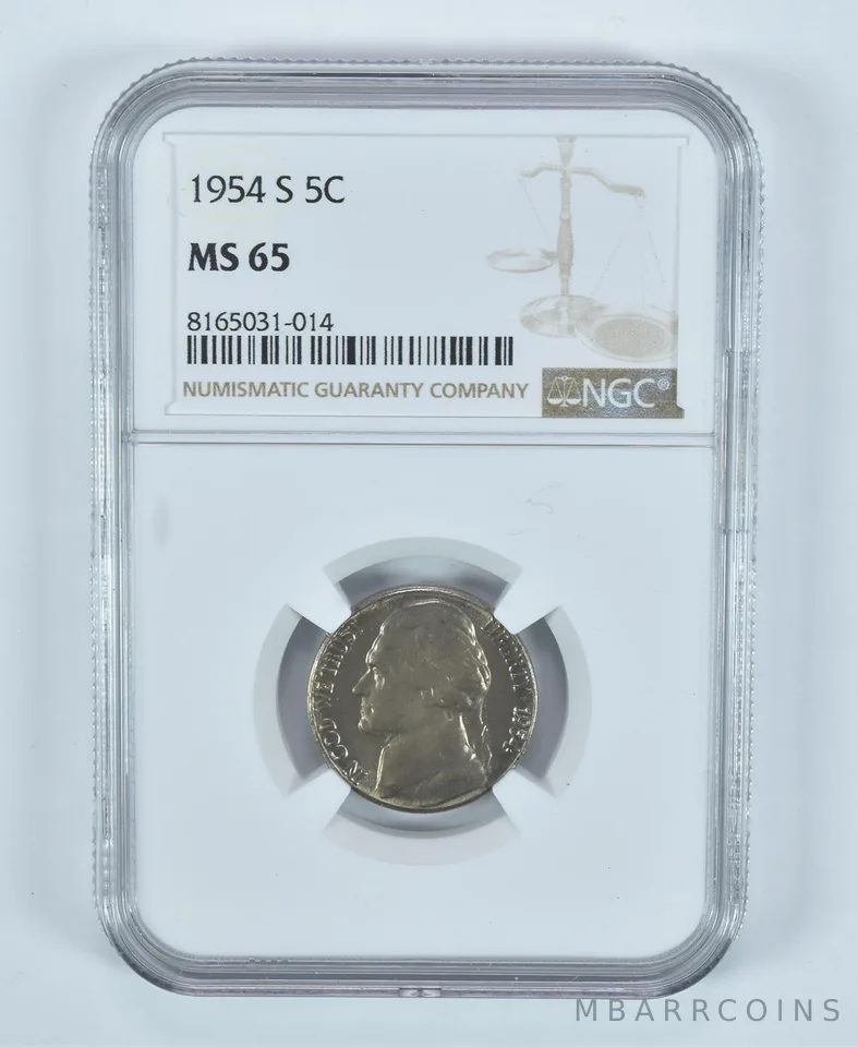 1954-S Jefferson Nickel MS65 NGC Brown Label