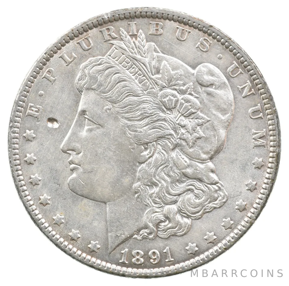 1891 Morgan Silver Dollar Strike Through Error *1887