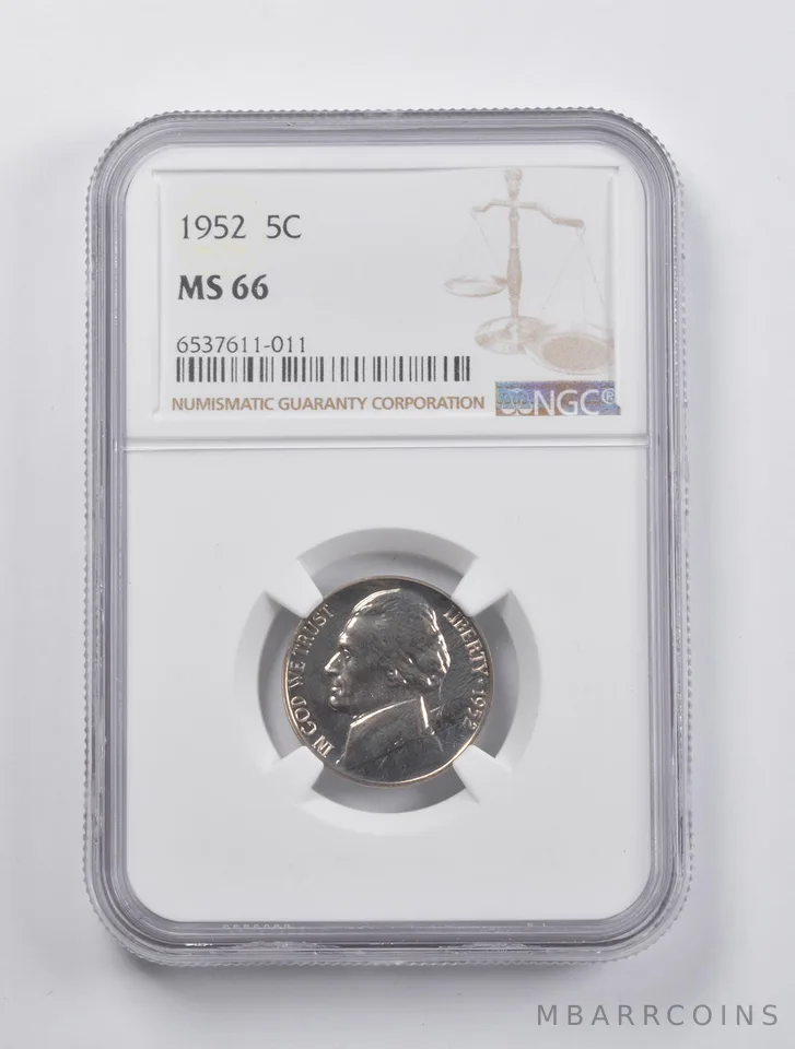 MS66 1952 Jefferson Nickel NGC *2982