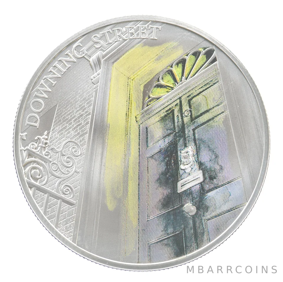 2017 Great Britain 5 Pounds Silver Downing Street Colorized *4230